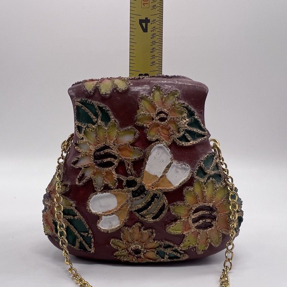 Nostalgia Miniature Handbag Purse Honey Bee Sunflower Resin Collectible Vintage - Picture 8 of 8